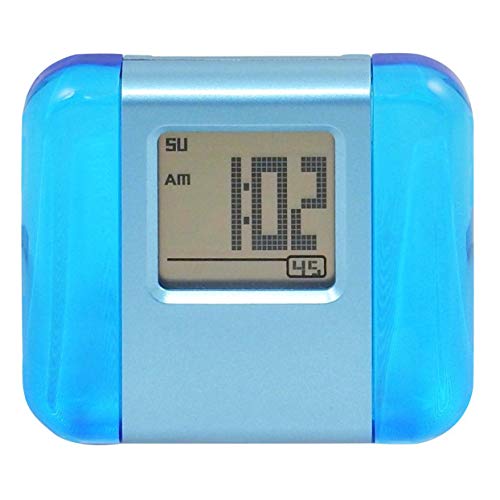 Alarm Clock Wake Up Clock, Small Travel Clock - Aluminum and Acrylic LCD Digital Alarm Clock Morning Clock - Blue.