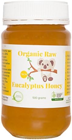 Eucalyptus Honey Organic Raw - High In Antioxidants, Antiviral, B-Vitamins, Minerals, Copper, Iron - Sourced From Australian Eucalyptus Forests - 17.6 Oz