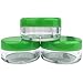 (Quantity: 50 Pieces) Beauticom 5G/5ML Round Clear Jars with GREEN Lids for Scrubs, Oils, Toner, Salves, Creams, Lotions, Makeup Samples, Lip Balms