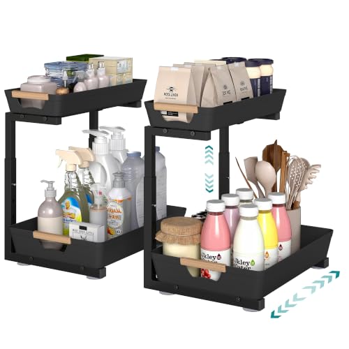 SONGMICS Under Sink Organiser, 2-Tier, Sliding Drawer, 40 x 29.5 x 41.5 cm
