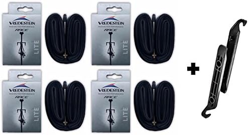 Vredestein RACE Road Bike Inner Tubes 700x20-23 Presta Valve 80mm 84g (4 Tubes w/ 2 Nylon Tire Levers)