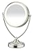 Conair Reflections Double-Sided Fluorescent Lighted Vanity Makeup Mirror, 1x/10x magnification, Satin Nickel