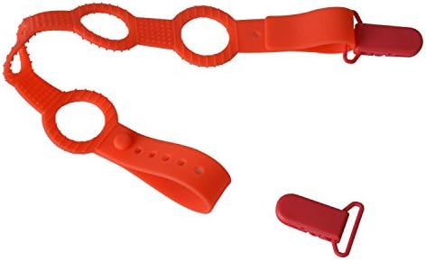 NKEEN Baby Silicone Pacifier Clip Adjustable Safety Strap for Stroller or Highchair With 2 Clips(Red)
