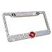 OTOSTAR 7 Row Pure Handmade Waterproof Bling Bling Rhinestones Stainless Steel Metal License Plate Frame 2 Holes with Matching Screws&Caps (Clear/red Lip)