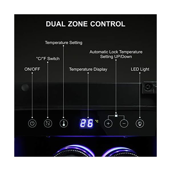 Joy-Pebble-Wine-Cooler-18-Bottle-Built-in-Wine-Cellar-with-Stainless-Steel-Double-Layer-Tempered-Glass-Door-and-Temperature-Memory-Function