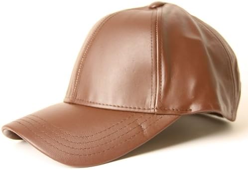 Genuine Leather 6 Panel Baseball Adjustable Hat Cap - (Various Colors), Brown