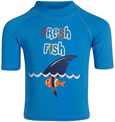 'Sweet and Soft Boys 4-Piece Rash Guard and Trunk Swimsuit Set - Short Sleeve, Fresh Fish, Size 2T'