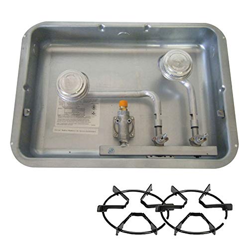 RecPro RV Cooktop Suburban 2937A 2 Burner Black Cooktop | Top Plate Included