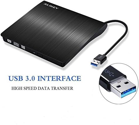 External DVD Drive,Lastest USB 3.0 Slim Portable CD/DVD-RW Rewriter Burner Drive for Laptop Notebook PC Desktop Computer Support Windows/ Vista/7/8.1/10, Mac OSX (Black)