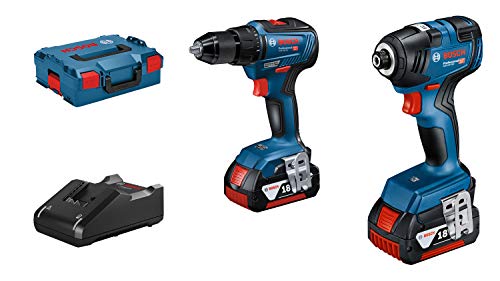 Bosch Professional 18V System Akkuschrauber-Set GDR 18V-200 & GSR 18V-55 (inkl. 2 x GBA 18V 4.0Ah Akku + Ladegerät GAL…