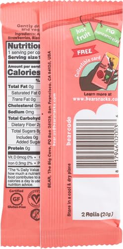 BEAR APPLE-PEAR STRAWBERRY FRUIT ROLLS, 0.7 OZ