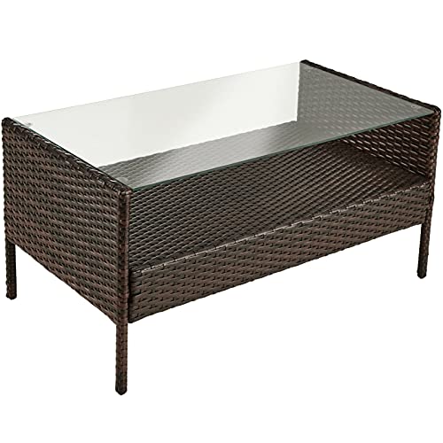Yeer Poly Rattan Sitzgruppe Lounge Garten Garnitur Gartenmöbel Tisch Bank Stuhl Set (Color : Braun) – Bild 6