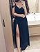 Hodoyi Women's Sexy Off-Shoulder Straps Long Chiffon Split Beach Prom Party Dress-FBA