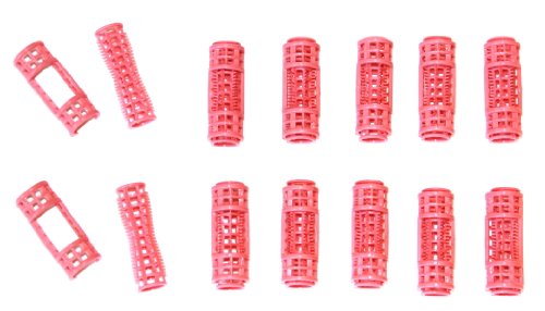 12pc Small Mini Tiny Snap On (Clip-On) Hair Rollers PINK