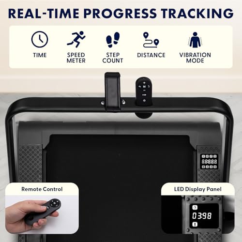 SQUATZ Caminadora Eléctrica Bajo Escritorio 3 en 1 con asa y Placas Vibradoras, Compacta con Pantalla LED, Soporte para Dispositivo, Motor Silencioso y Control Remoto para Casa u Oficina