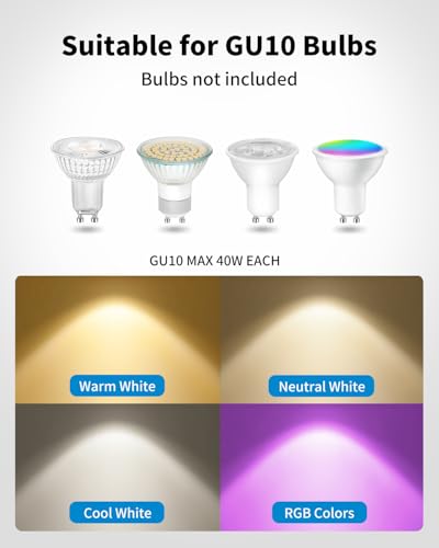 LVWIT Ceiling Lamp Spotlights with 4 Rotating GU10 Bulbs, Adjustable Chrome Interior Wall Lamp, LED Interior Ceiling Lighting for Bedroom, Hallway Kitchen (No Bulbs).