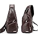 Lucien Hanna Men's Vintage Leather Sling Bag Shoulder Messenger Crossbody Pack with USB Charge Port Casual Bag Dark Brown