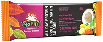 Lemon-Coconut Protein Bars. Low Sugar, Gluten Free, Soy Free, Dairy Free (Vegan), Non-GMO. With Probiotics &amp; Prebiotics for Healthy Digestion (12 Pack)