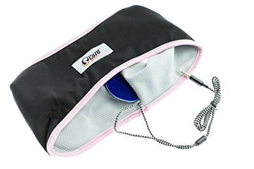 CozyPhones Sleep Headphones & Travel Bag, Lycra Cool Mesh Lining and Ultra Thin Speakers. Perfect for Sleeping, Sports, Air Travel, Meditation and Relaxation - Pink