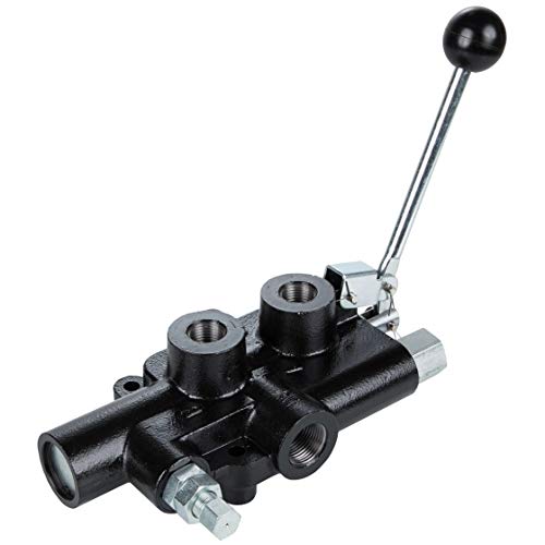 RuggedMade 25 GPM Hydraulic Log Splitter Directional Control Valve, Auto Return Detent Lever Handle, 2750 PSI (1/2" Work Ports)