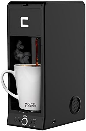 Chefman Coffee Maker K-Cup BUZZ Brewer with Bluetooth Enabled Speaker System and FILTER INCLUDED For Use With Coffee Grounds - Small Footprint Single Serve - RJ14-BUZZ