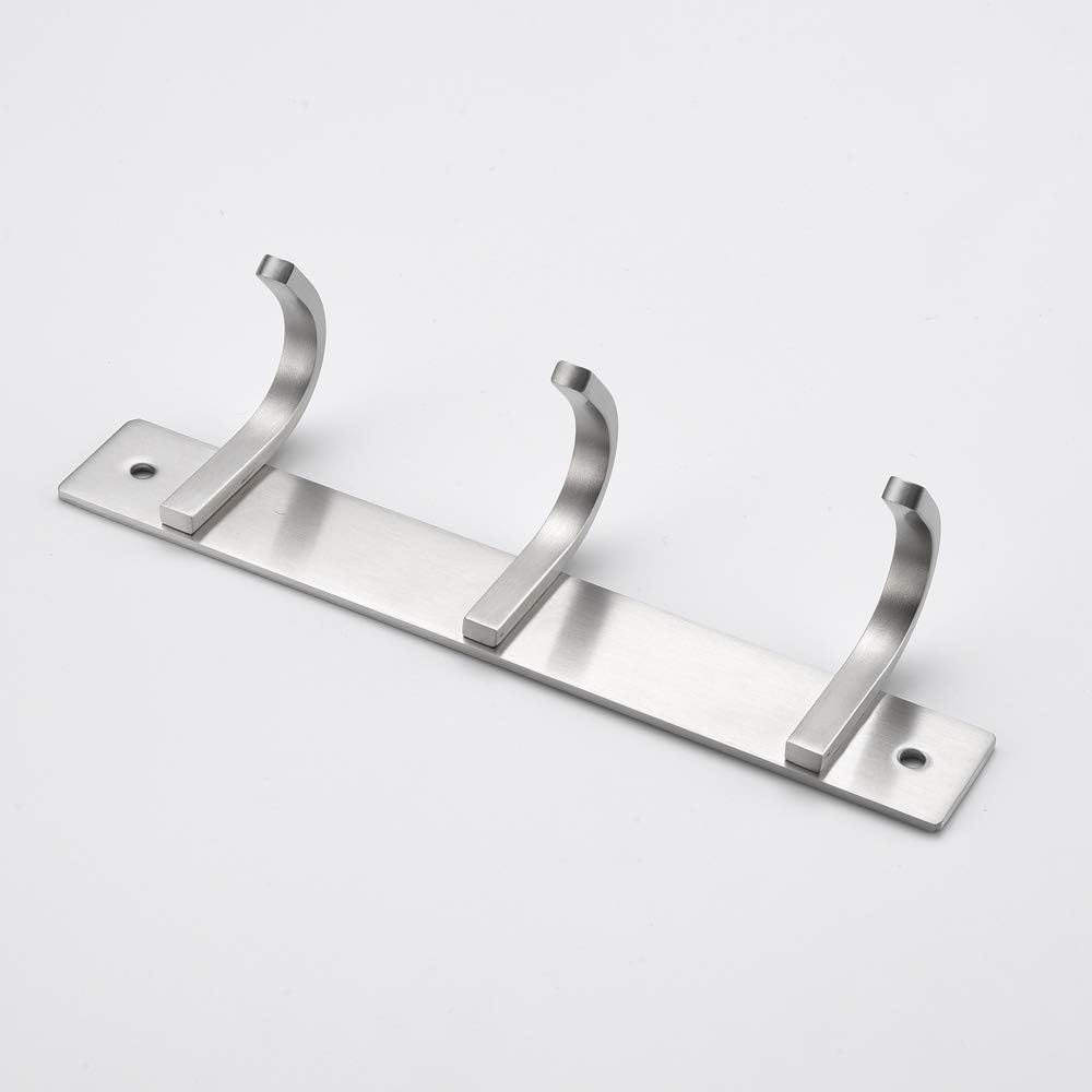 KXKL Bathroom Coat Hook Row Hook 304 Stainless Steel Brushed Nickel Bathroom Toilet Bath Towel Towel Hook Coat Hook Key Hook Living Room Storage Hook Kitchen Spatula Spoon pan with Hook(3-Row Hook): Home & Kitchen