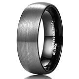 King Will BASIC 8mm Black Dome Tungsten Carbide Wedding Band Ring Enamel Polished Finish Comfort Fit
