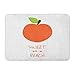 Emvency Doormats Bath Rugs Outdoor/Indoor Door Mat Brown Color Peach and Quote Graphic Fruit Stalk Green Leaf Writing Sweet As Colorful Cute Bathroom Decor Rug Bath Mat 16