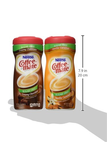Nestle Sugar Free Coffee-mate Bundle - Vanilla Caramel 10.2 oz & Creamy Chocolate 10.2 oz