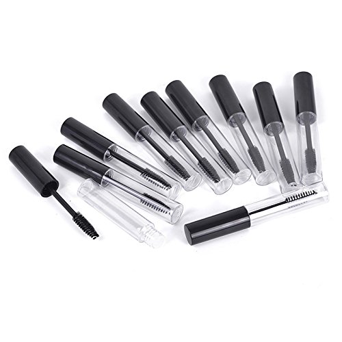 Coobbar 10ml 10pcs Empty Eyelashes Mascara Tube Vial Liquid Plastic Bottle Cosmetic Container With Black Cap