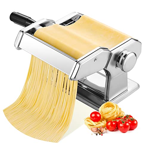 Pasta Maker,Tooluck 150 Pasta Roller Pasta Machine With 2 In 1 Dough Cutter And 7 Adjustable