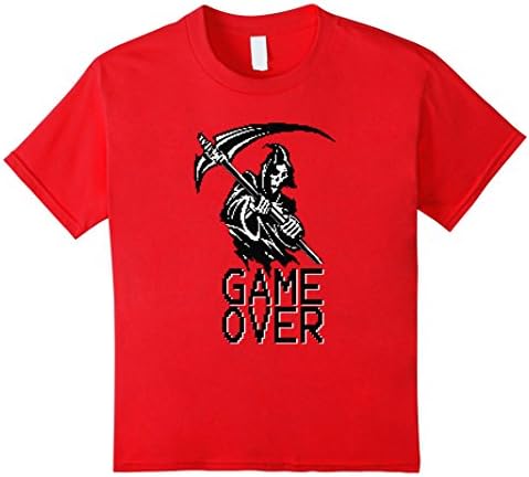 Kids Game Over Grim Reaper Retro Pixelart 12 Red