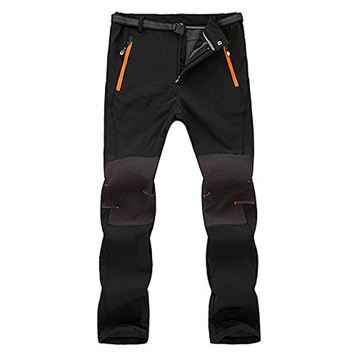 Seaintheson Mens Pants, Men's Outdoor Windproof Waterproof Hiking Mountain Ski Trousers Soft Fleece Lined Thick Trouser Black