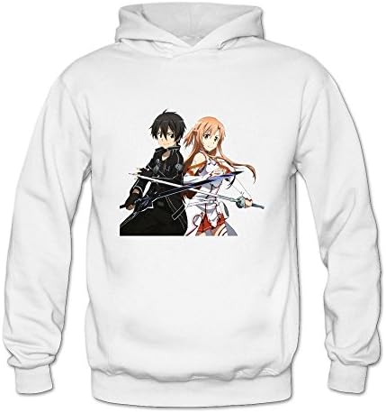 StaBe Women's Sword Art Online Kirito Asuna Long Sleeves Hoodies Sweatshirt White Size XXL