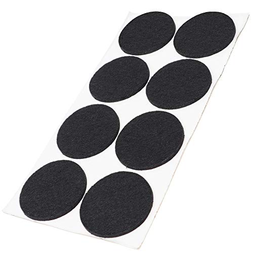 Adsamm® / 8 x self-adhesive felt pads/Black/ø 1.97 (ø 50 mm) / round / 0.138 / 3.5 mm thick stick-on furniture felt glides/Furniture & Chair Glides