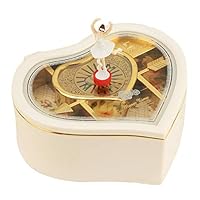 SYgerks Ballerina Music Jewelry Box Storage Case Christmas Birthday Best Gift Table Decor (White)