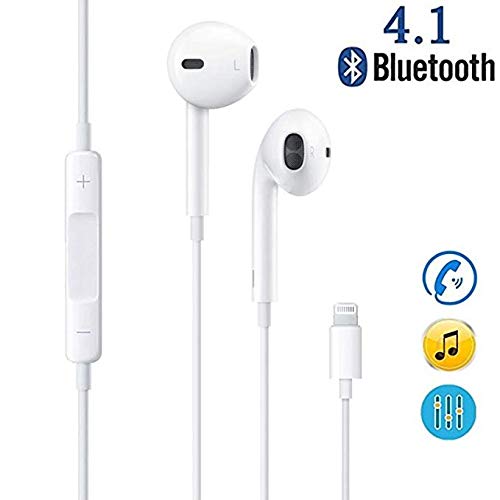 Lighting Headphones/Earphones / Earbuds, ebasy Wired Noise Isolating Earphones with Built-in Microphone & Volume Control Compatible with iPhone 7/7 Plus 8/8 Plus/X / Xs/XS Max (White)