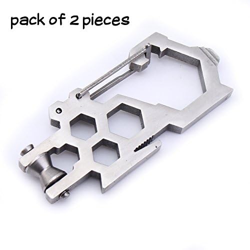Oulan 2 pcs High Carbon Steel Survival Para-biner Carabiner Multitool Winch for Camping Hiking Survival Travel Backpacking Outdoor Sports with Life Warranty