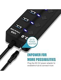 Hub USB 3.0 Puertos Hubs Data Hub, interruptores individuales de encendido apagado, para MacBook, Mac Pro Mini, iMac, Surface Pro, XPS, PC, Flash Drive