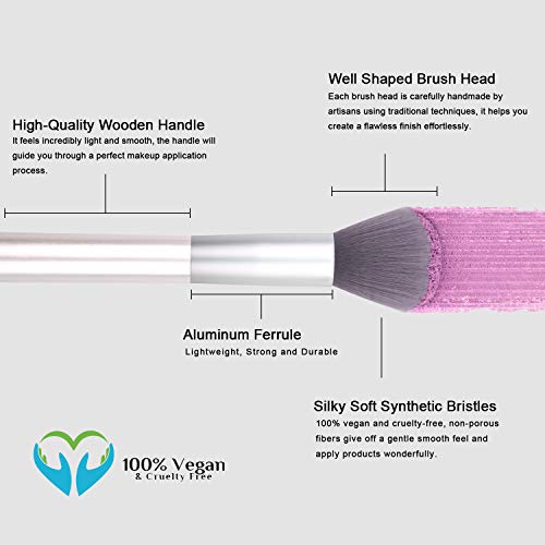 Real Perfection Makeup Brushes, 15 pcs Premium Cosmetic Makeup Brush Set Bamboo Charcoal Synthetic Bristles Foundation Powder Concealers Blending Eye Shadows Face Makeup Brush Kit (Silver)
