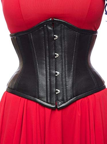 Faneca Fashion Heavy Duty Under Bust Genuine Leather Waist Cincher Twill Cotton Corset C6-L
