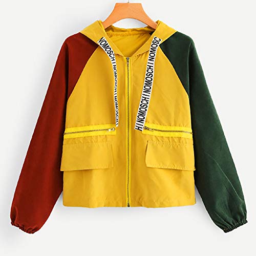 Zainafacai Fashion Men's Corduroy Contrast Colors Hooded Windbreaker Outwear Jackets-Unisex Outwear (Orange, XL)