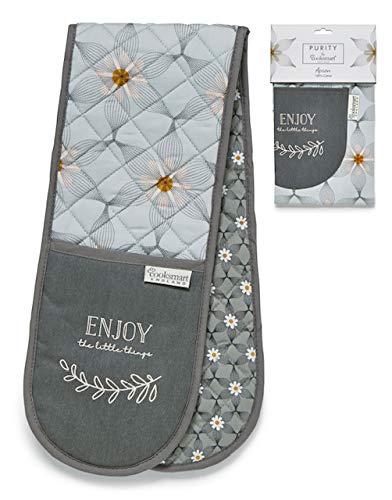Kitchen Essentials 100% Cotton Double Oven Hot Pot Glove Mitt Various Prints (Purity)