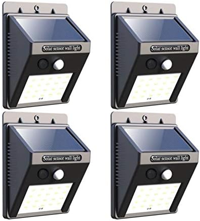 Peach Halves 20 LED Solar Lights Outdoor, IP65 Waterproof Wireless Motion Sensor Security Wall Lights with 120° Wide Angle Lighting for Garden, Yard, Garage, Patio, Front Door (4 Pack)