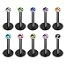 JEWELRIESHOP 10Pcs Acrylic Lip Studs Set lip rings Sparkly Push In Labret Monroe Cartilage Tragus Earrings Tragus Jewelry (Black)