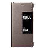 Huawei Ascend P9 Plus Case, Premium Leather Cover with View Window Protective Smartphone Flip Cover Folio Case (Ultra Thin Slim)(Perfect Fit) (P9 plus Brown)
