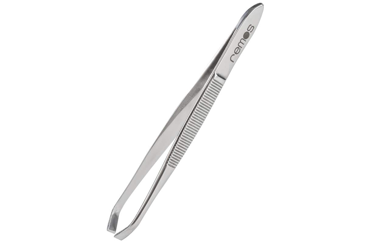 REMOS Tweezers Made of Stainless Steel with Slanted & cranked tip - 8 cm