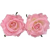 4" Rose Flower Hair Clip Hairpin, Rose Pin up Brooch Floral Clips, Pink Bride Flower Hair Accessories for Woman Party Wedding (2 Pack)