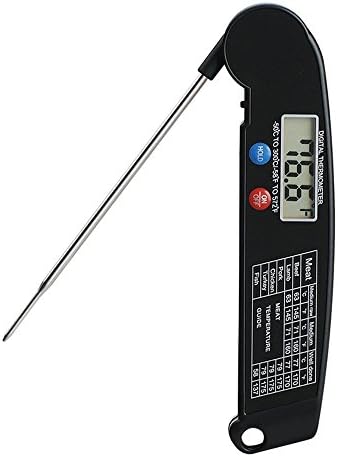 Instant Read Meat Thermometer, Wekine Digital Electronic Food Thermometer Cooking Thermometer with Collapsible Internal Long Probe for Kitchen Food, Candy, Milk, BBQ Grill Smokers (black)