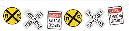 Crafty Cue Railroad Sign Garland, Railroad Sign Banner, Train Garland, Train Banner, Train Party Decorations